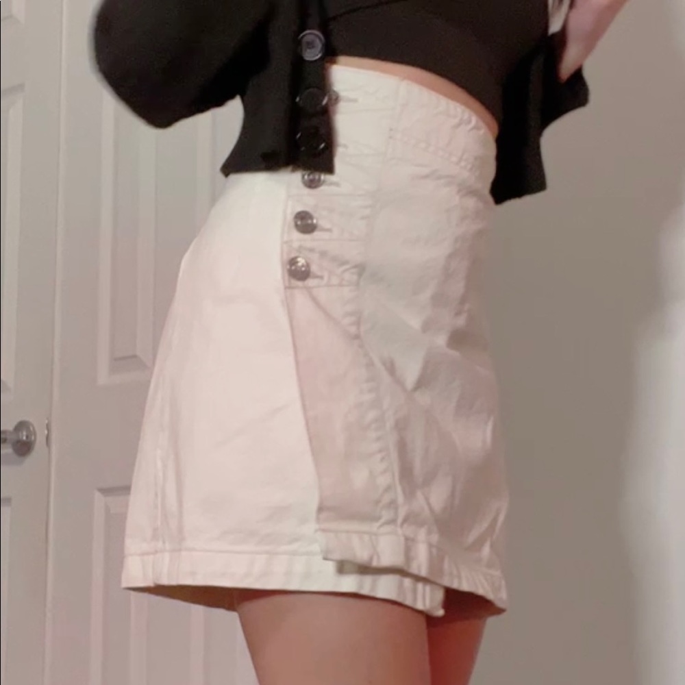 Current/Elliott Asymmetrical Cream Button Mini Sk… - image 2